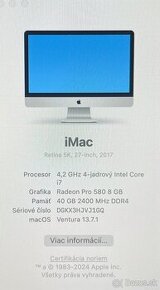 Predám iMAC 27", I7, 40GB RAM, 512GB