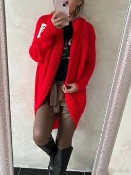 Damsky pleteny Cardigan red