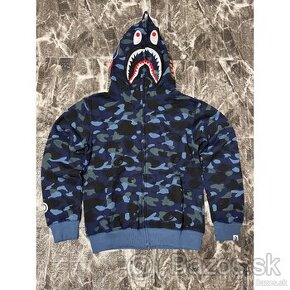 Bape Shark Hoodie Mikina Modrá