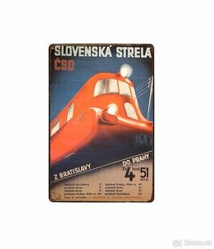 plechová cedule: Motorový vůz řady M 290.0 -Slovenská strela - 1