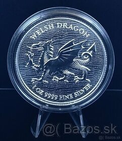 REZERVOVANE -Strieborna minca Heraldic Welsh Dragon 1oz 2022