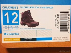 Predám detské topánky columbia rope tow III cm17 EUR29 UK11 - 1
