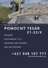 POMOCNÝ TESÁR 21-22€/H / DLHODOBO