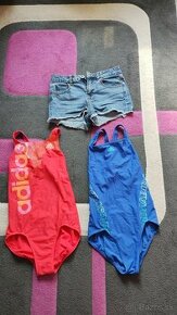 Dievčenské džínsové kraťasy+ Adidas plavky
