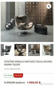 Otáčavé kreslo Natuzzi s integrovanými reproduktormi