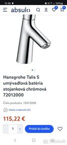 Predam Stojankovu umývadlovu bateriu Hansgrohe Talis S