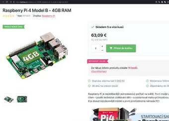 Raspberry Pi 4 4GB (+zdroj, hlinikova krabicka)