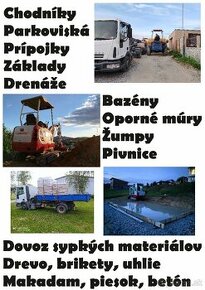 Zemné práce, minibager, kontajner, dumper - 1