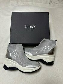Strieborné sneakersy na platforme elastické LIU JO originál - 1