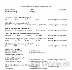 Masarykova univerzita lekárska fakulta medicina prijímačky - 1