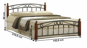 Kovová posteľ s roštom, 140x200