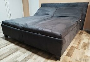 siva polohovatelna manzelska postel 180x200x52 cm - 1