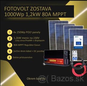 Stredny fotovolt set 1000Wp 1,2kW 80A MPPT 12/24v - 1