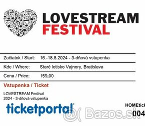 Predám 3-dňové listky na lovestream festival