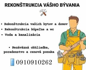 Rekonštrukcie ,vodarenske ,inštalaterske práce