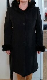 Dámsky flaušový kabát čierny - 1
