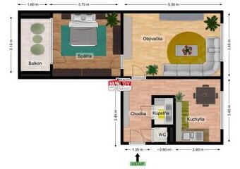 ZNÍŽENÁ CENA (56 m2) PRÍJEMNÝ 2i V CENTRE MESTA