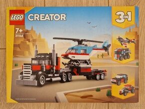 Lego Creator 31146 Nákladiak s plochou korbou a helikoptérou