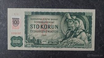 100 Kčs 1961 + SK kolok, stav 1