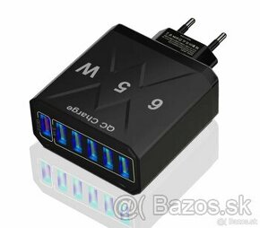 Rýchlonabíjací Adaptér USB-A (QC) + 5 x USB-A - 65W - čierny - 1