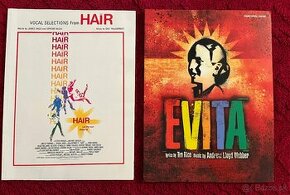 Muzikálové noty pre klavír - Hair, Evita