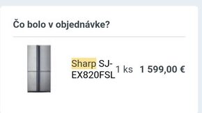 Predam americku chladničku Sharp SJ-EX820FSL