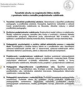 Magisterské štátne skúšky program Predškolská pedagogika