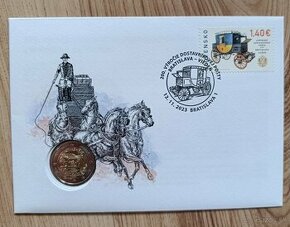 Numizmatická obálka Expresná pošta ťahaná koňmi - 2 euro