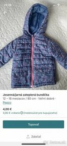 Zateplená jesenná bundička 80-86