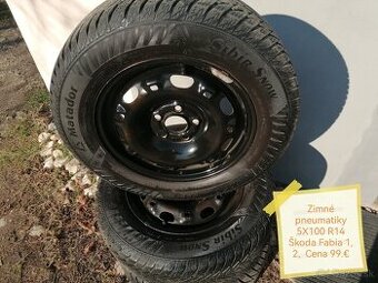 Zimné pneumatiky 5X100 R14 Škoda Fabia 1,2 Cena 99.€