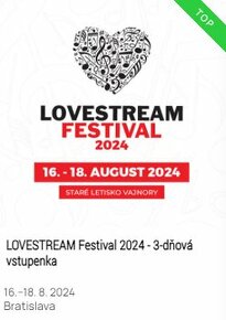 LOVESTREAM festival vstupenky 3ks