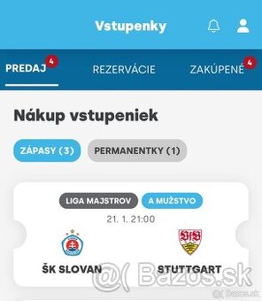 Slovan 2 listky - 88 euro kus