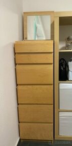 Komoda IKEA MALM 6 zásuviek so zrkadlo a úložným priestorom - 1