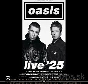 Predam 4 vstupenky na OASIS -20.jul. 2025 Manchester