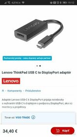 Redukcia USB C na display port nova