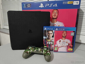 PS4 slim 1TB+2xFIFA+krabica a sluchadla