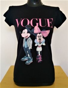 Dámske čierne tričko VOGUE Minnie a Mickey Mouse NOVE