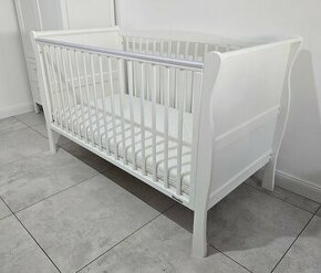 Detská biela postieľka Nobleo Cot bed 140x70 s matracom