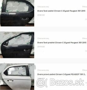 Dvere ľavé zadné Citroen C-Elyseé Peugeot 301 2013 PREDáM Dv