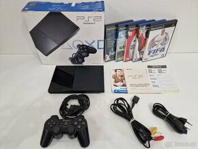 PlayStation 2 Slim SCPH-90004 Charcoal B. v krabici + 5 hier