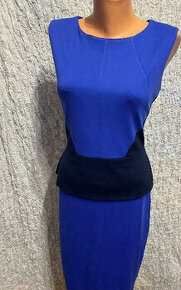 modré elastické peplum šaty Mango veľ. 38 - 1