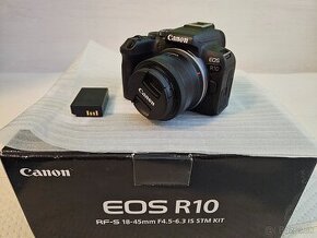 Canon EOS R10 + RF-S 18 – 45 mm IS STM + extra bateria