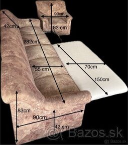 Rozkladací gauč + úložný priestor + kreslo
