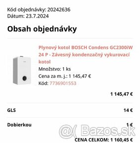 PLYNOVÝ KOTOL BOSCH CONDENS GC2300IW 24 P - ZÁVESNÝ KONDENZA