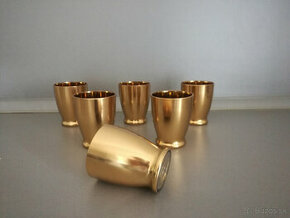 Retro sklenené zlaté poháre (6 ks)