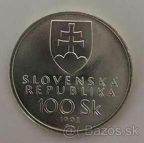 Slovenská strieborná minca 100Sk,1993.