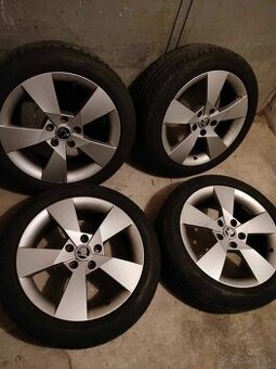 4ks alu disky orig. Škoda 5x112 R17 pneu 205/50 r17 6mm