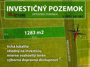 PREDAJ: STAVEBNÝ POZEMOK, INVESTIČNÁ PRÍLEŽITOSŤ, LIPTOVSKÁ