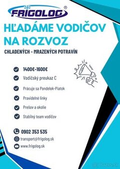 Hľadáme vodičov chladených a mrazených potravín