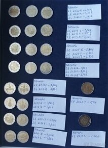 Zbierka nemeckých výročných dvojeurových "2EUR" mincí